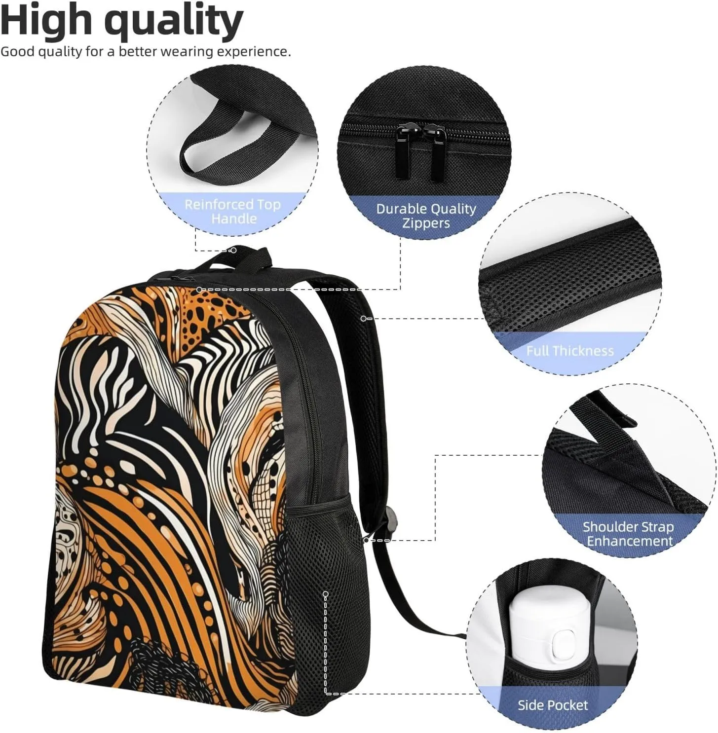 Laptop Backpack for Women Men Carry-on Backpack Striped Lines Daypack Lightweight Travel Shoulder Bags