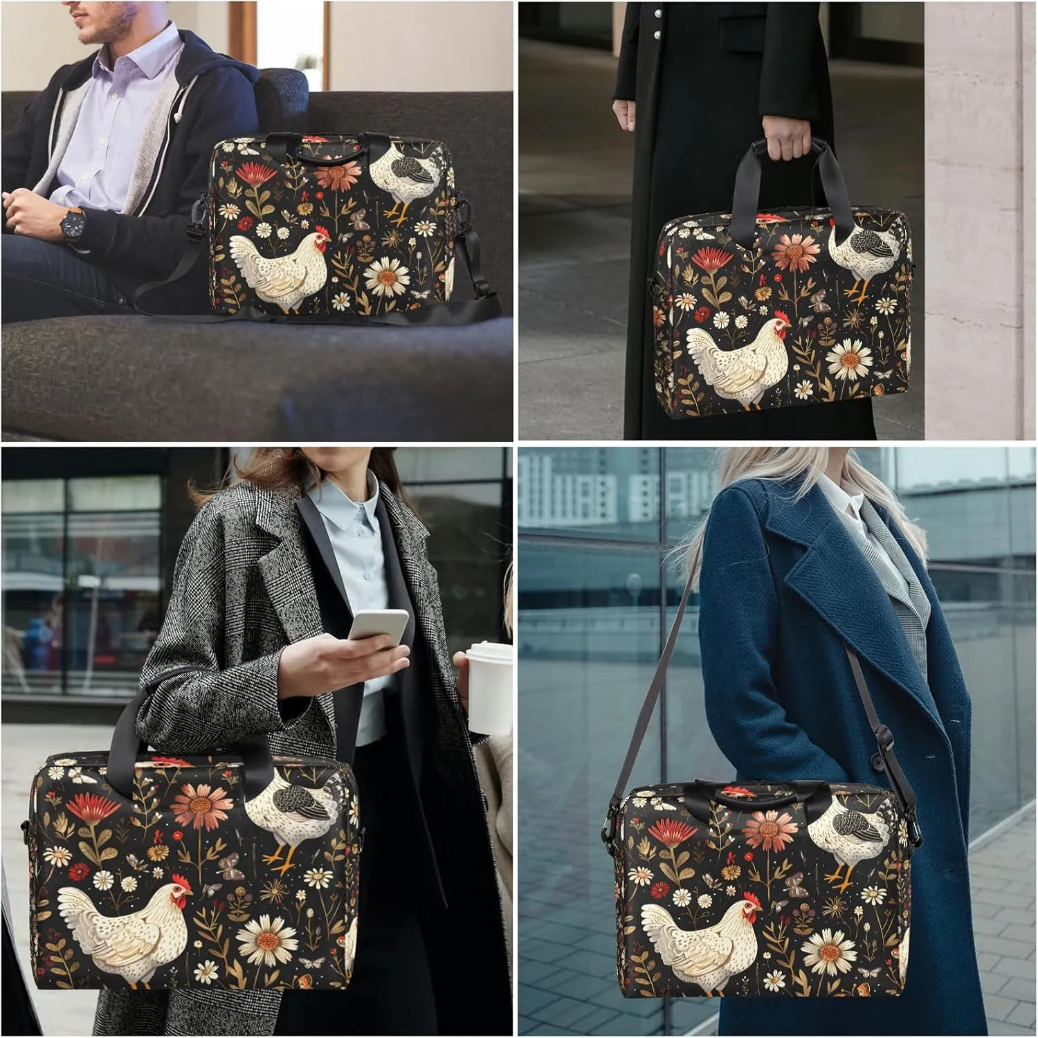 Laptop Bag 15.6 Inch Laptop Sleeve Case with Shoulder Straps Computer Slim Briefcase for Men and Women