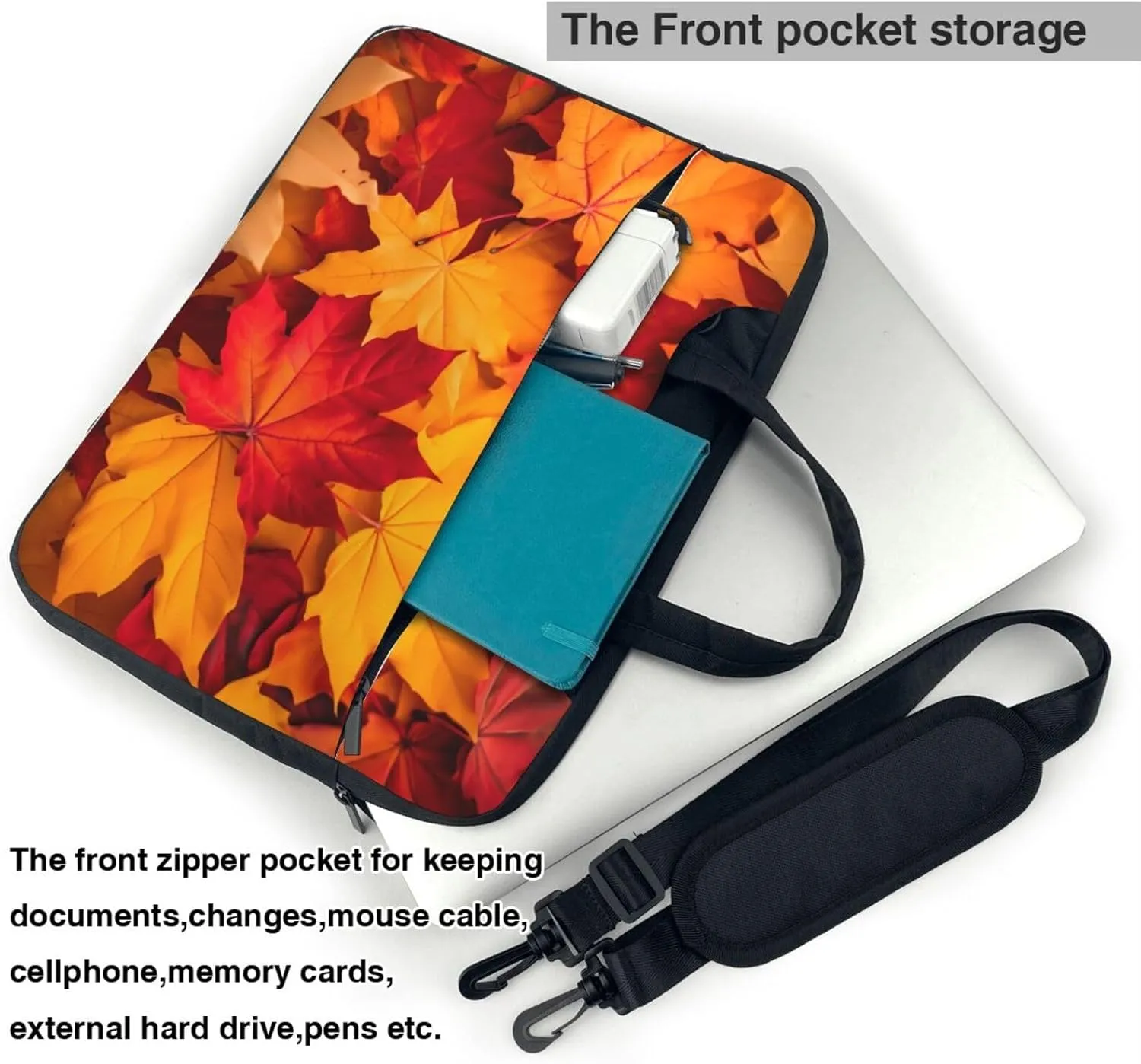 Laptop Bag fit,Thanksgiving Turkey Pumpkin Harvest Handbag CrossbodyBag, Suitable for Office School Travel
