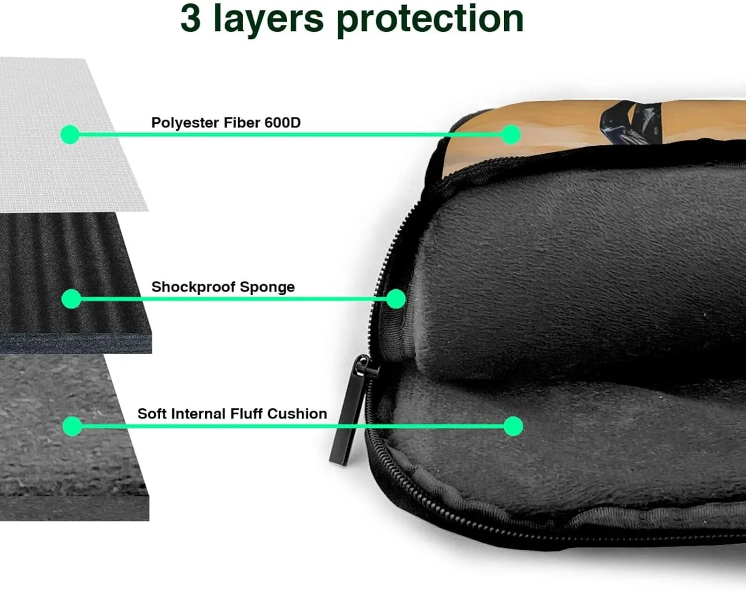 Laptop Sleeve Bag Shockproof Notebook Case Black Arabian Horse Computer Carrying Case with Shoulder Strap 14 inch