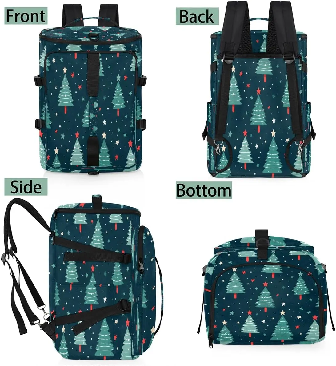 Large Carry on Backpack for Women Men Multi-function Gym Duffle Bag Christmas Trees Backpack Polyester Waterproof Duffel Bags