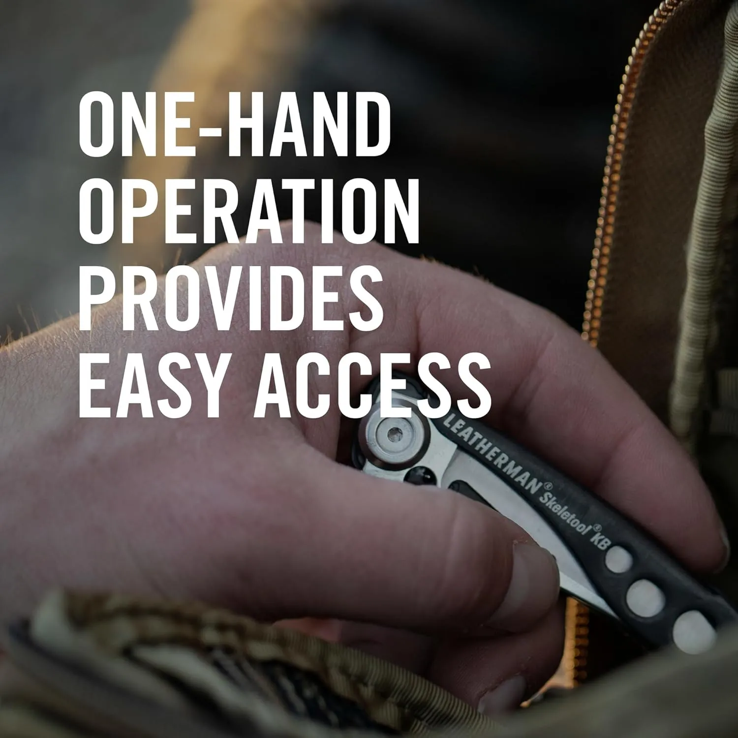 LEATHERMAN, Skeletool KB Pocketknife with Straight Edge, Stainless Steel Blade and Bottle Opener, Onyx