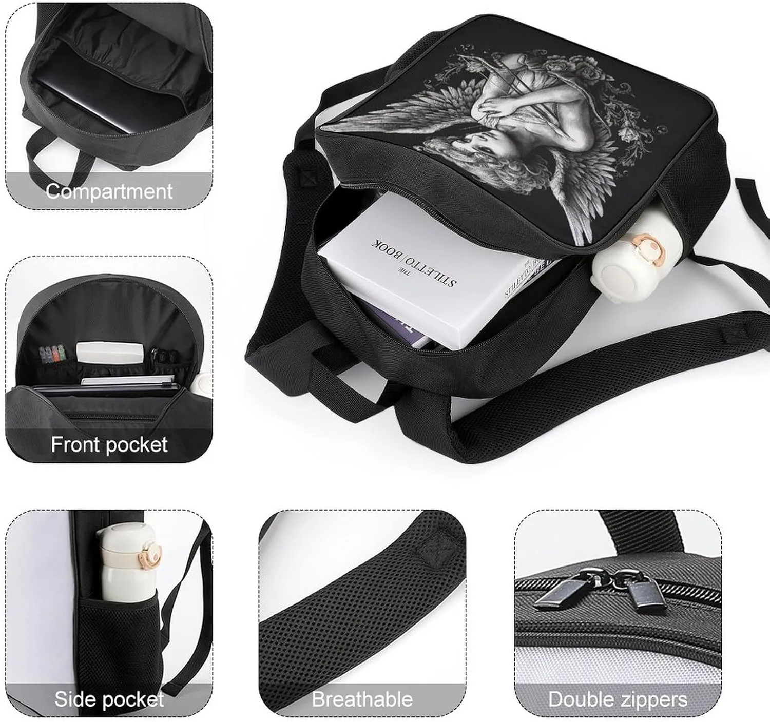 Lightweight Backpacks Cute Travel Bag Durable Fairy Portrait Printing Small Travel Backpack For Women & Men