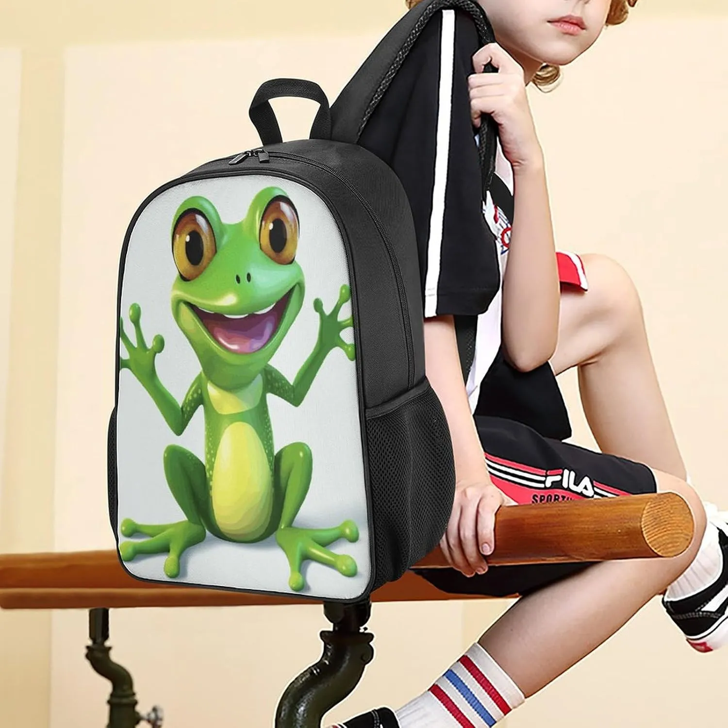 Lightweight Backpacks Cute Travel Bag Durable Green Frog Printing Small Travel Backpack For Women & Men