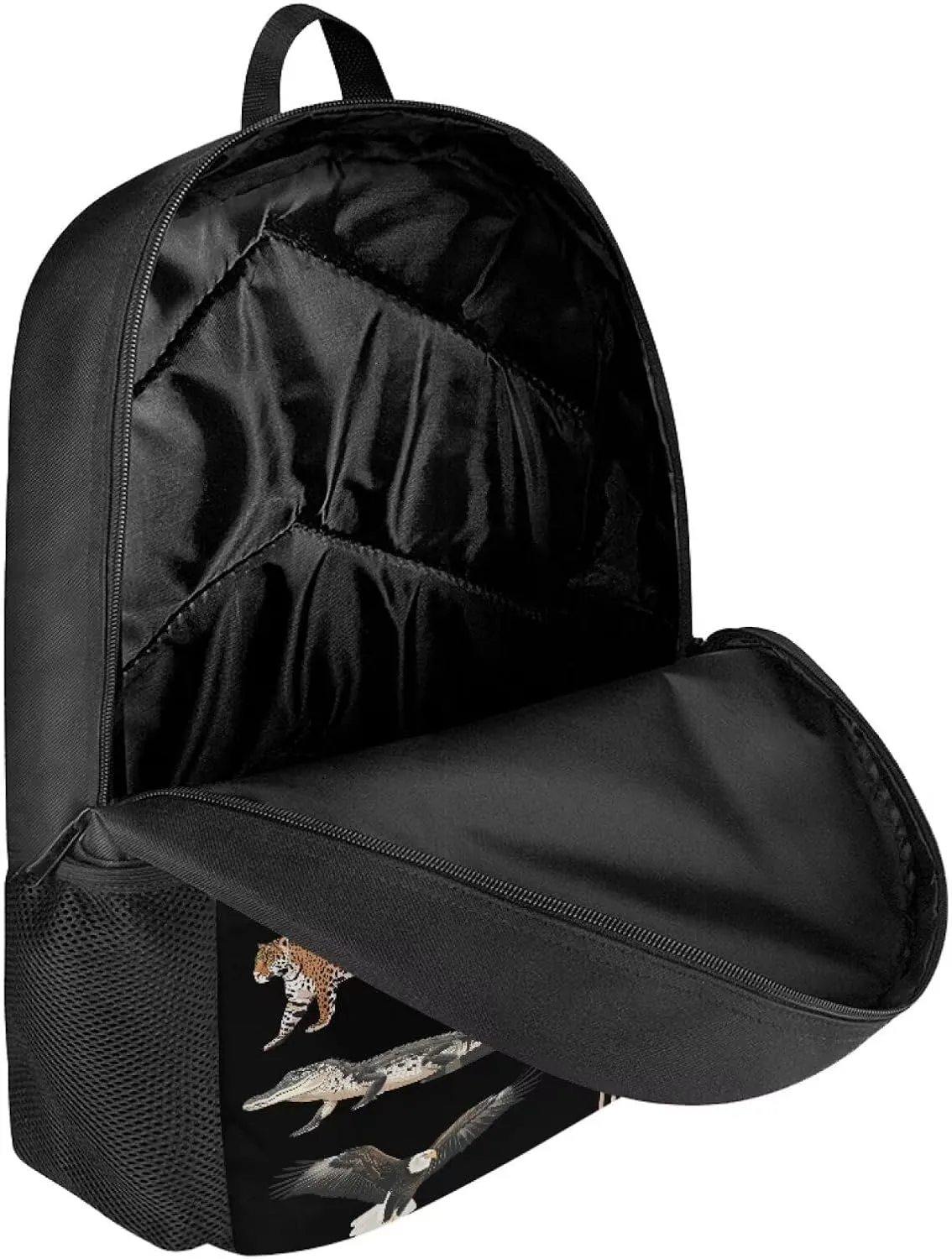 Lion Cheetah Panda Tiger Print Kids Backpack for Boys Girls Elementary Cute Zoo Animal School Bag 17 inch Multifunctional Large Capacity Durable Travel Backpack