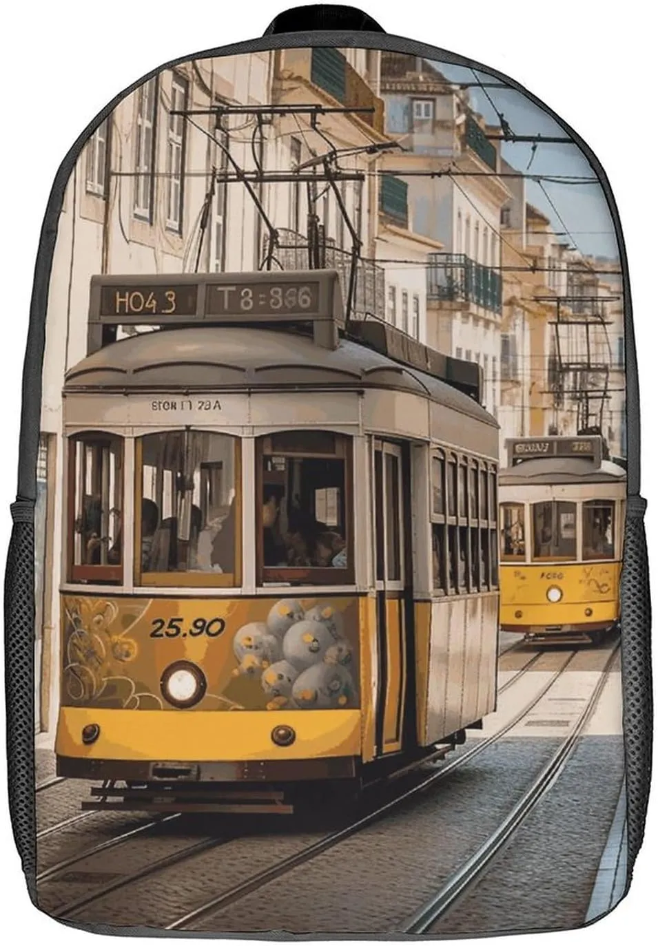Lisbon Tram Lightweight Backpack Casual Carry On Laptop Backpack,Hiking Bag for Camping Sports Work