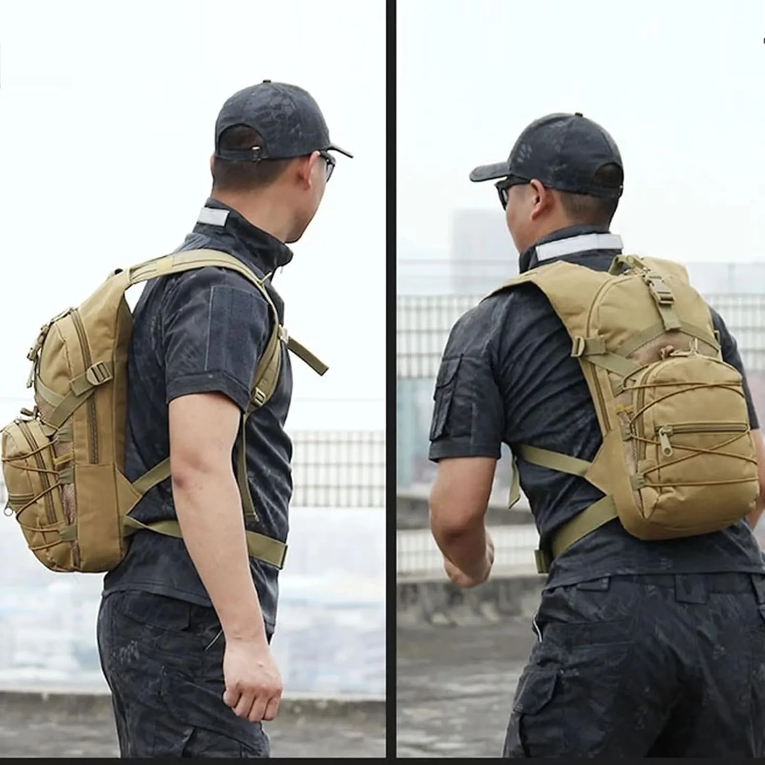 liuwei Military Molle Tactical Backpack,Outdoor Travel 15L Waterproof Oxford MOLLE Army Backpack, Breathable daypack Bag for Climbing Trekking Hiking Sports,Cp
