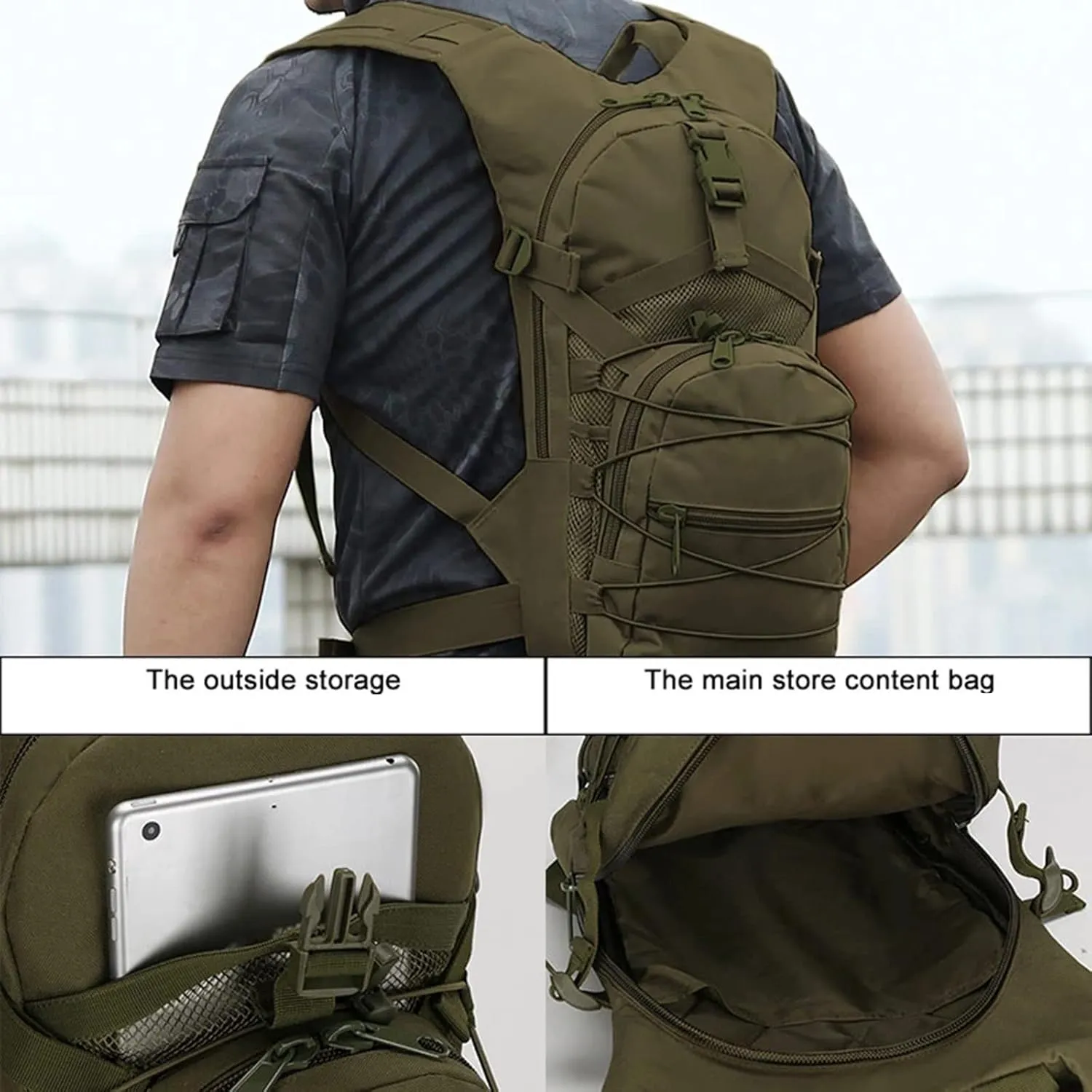 liuwei Military Molle Tactical Backpack,Outdoor Travel 15L Waterproof Oxford MOLLE Army Backpack, Breathable daypack Bag for Climbing Trekking Hiking Sports,Cp