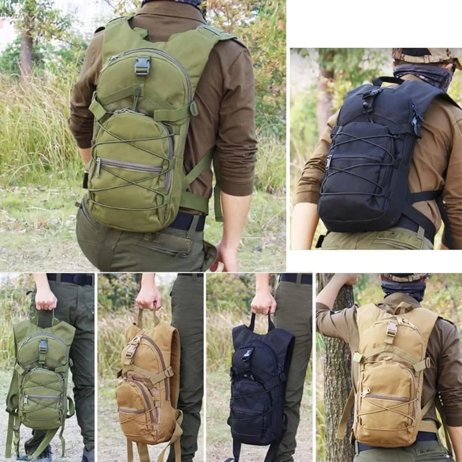 liuwei Military Molle Tactical Backpack,Outdoor Travel 15L Waterproof Oxford MOLLE Army Backpack, Breathable daypack Bag for Climbing Trekking Hiking Sports,Cp