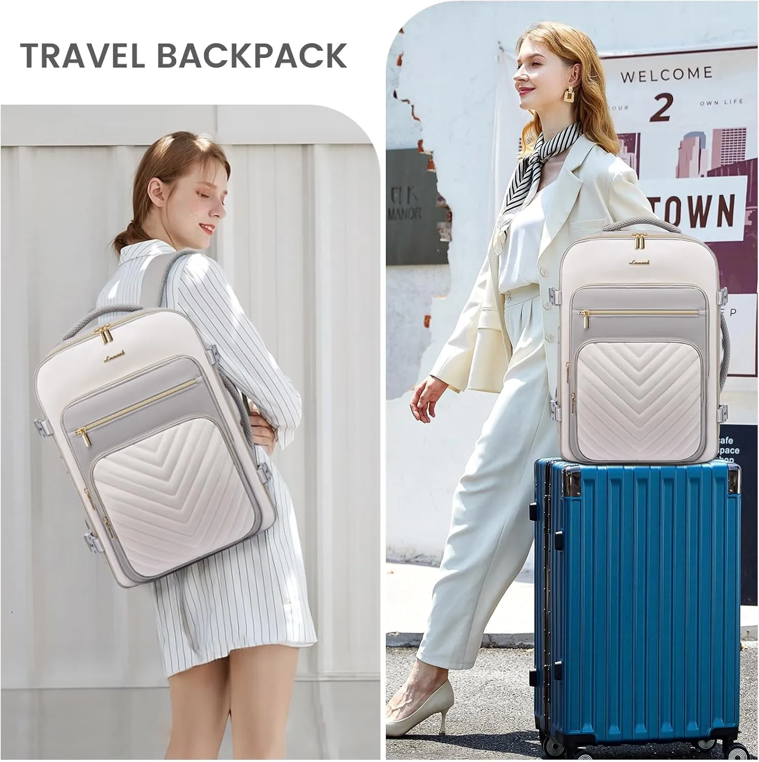 LOVEVOOK Large Travel Backpack for Women, Carry On Bag Flight Approved, 40L TSA Personal Item Travel Bag with 3 Packing Cubes, Waterproof 17 Inch Laptop Hiking Casual Backpack