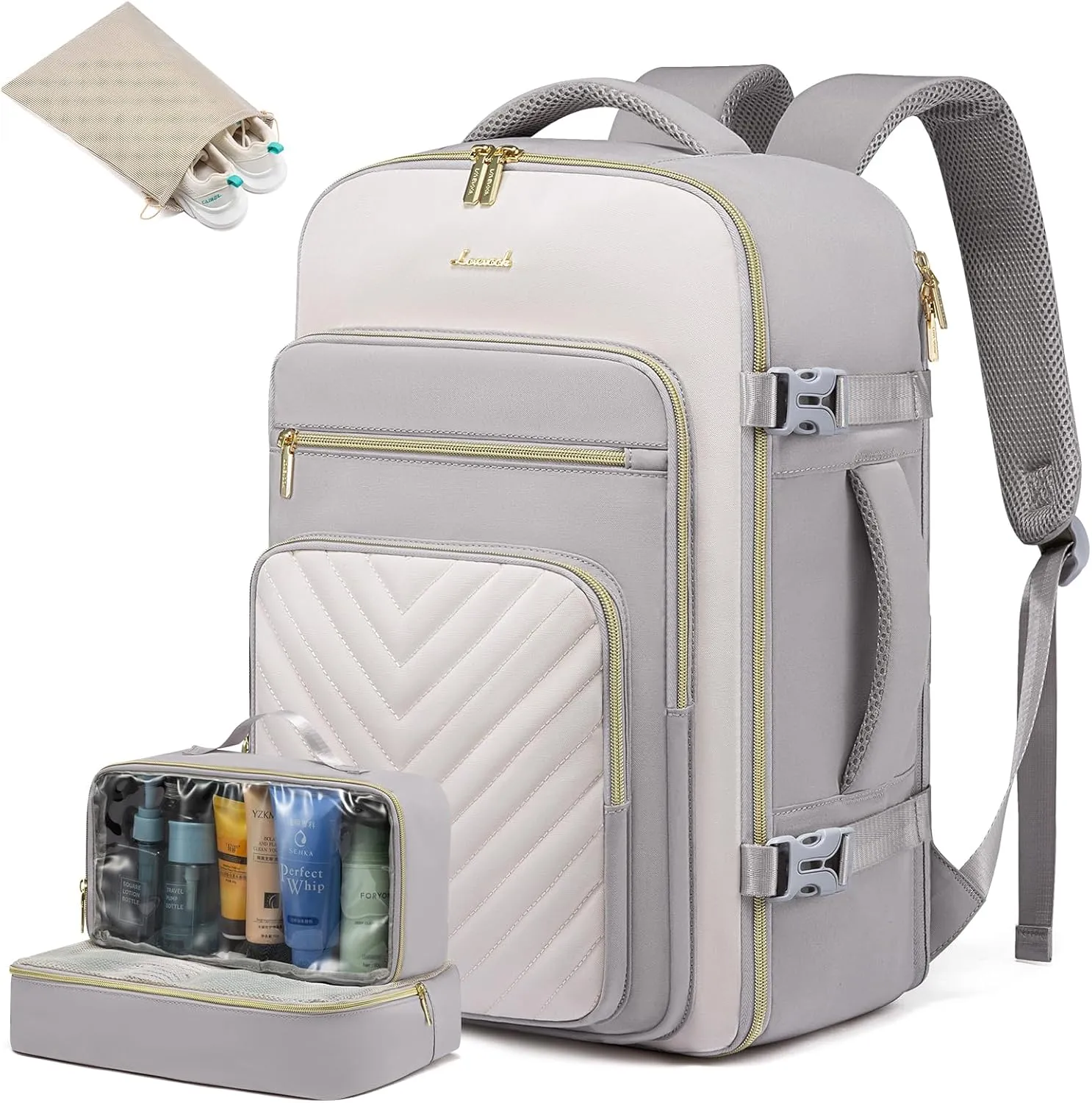 LOVEVOOK Large Travel Backpack for Women, Carry On Bag Flight Approved, 40L TSA Personal Item Travel Bag with 3 Packing Cubes, Waterproof 17 Inch Laptop Hiking Casual Backpack
