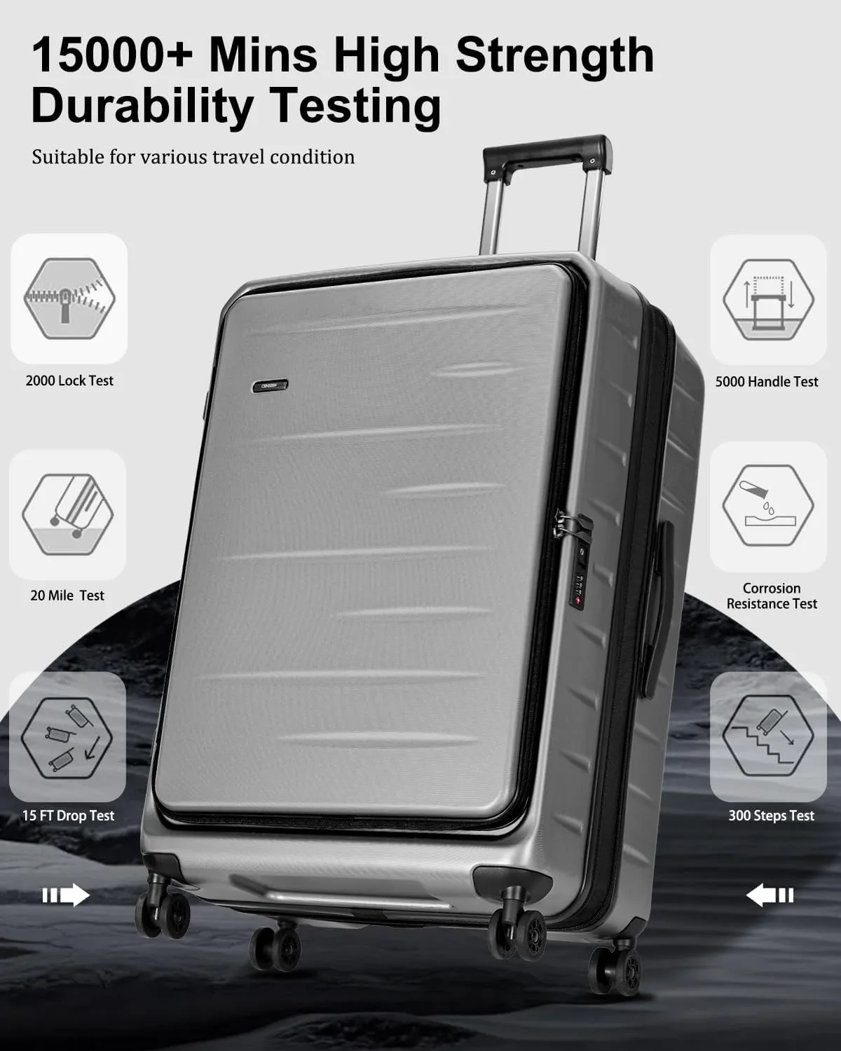 Luggage Sets 2 Pieces, 20 Inch Carry On Luggage and Expandable 28 Inch Checked Luggage with Spinner Wheels, Lightweight ABS PC Hard Shell Suitcase with Front Opening, TSA Lock (Gray, 20/28)