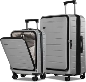 Luggage Sets 2 Pieces, 20 Inch Carry On Luggage and Expandable 28 Inch Checked Luggage with Spinner Wheels, Lightweight ABS PC Hard Shell Suitcase with Front Opening, TSA Lock (Gray, 20/28)