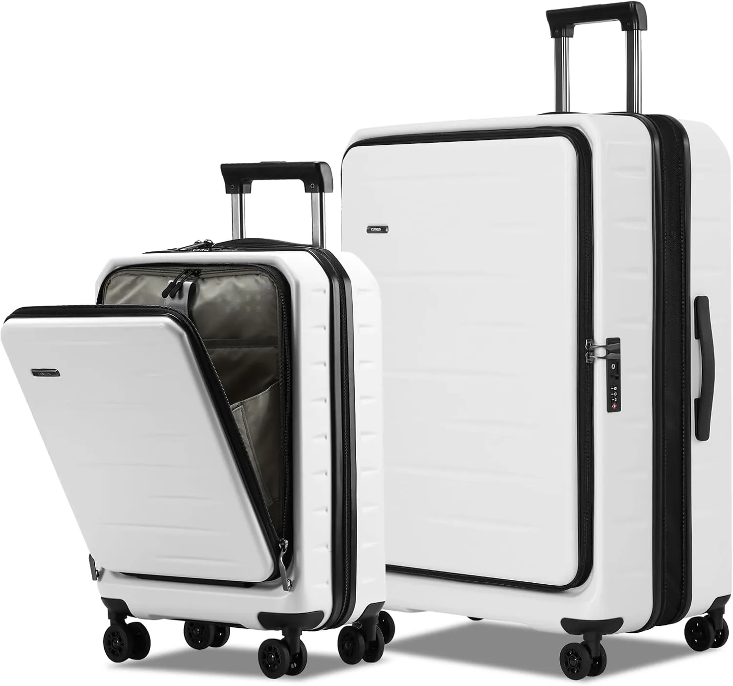 Luggage Sets 2 Pieces, 20 Inch Carry On Luggage and Expandable 28 Inch Checked Luggage with Spinner Wheels, Lightweight ABS PC Hard Shell Suitcase with Front Opening, TSA Lock (White, 20/28)
