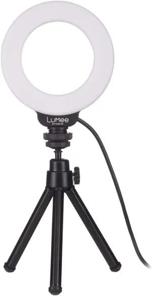 LuMee Studio - Ring Light with Tripod Stand - 4 Inch - Tripod and Laptop Clip Included - Black