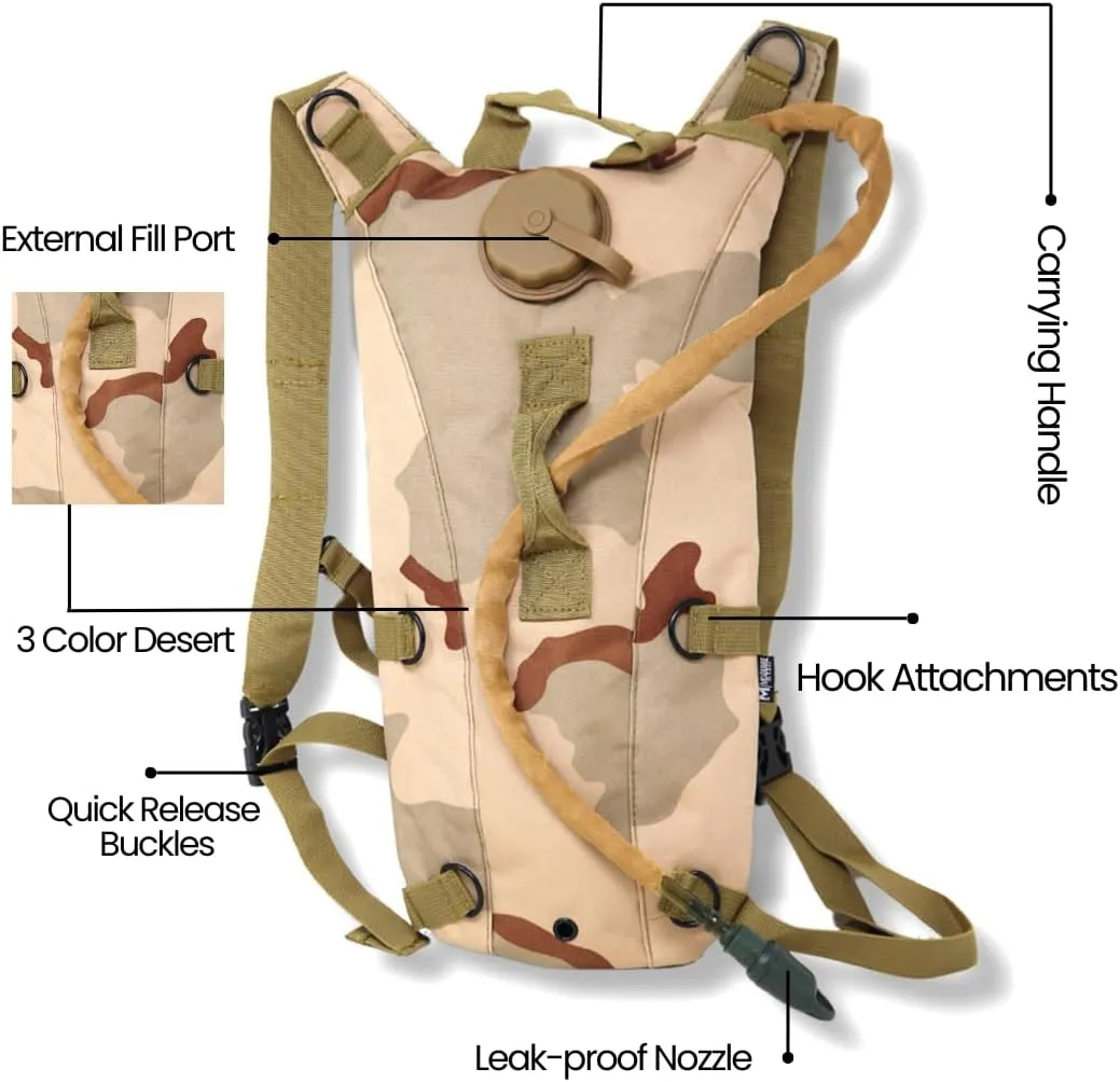 M MCGUIRE GEAR Hydration Backpack, with 3L/100 oz. Hydration Pack, Water-Resistant Nylon Hiking Pack with Water Bladder for Running, Cycling, and Biking