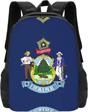 Maine State Flag Print Personal Item Travel Bag,Perfect Travel Backpack Carry On Flight Approved Laptop Backpack