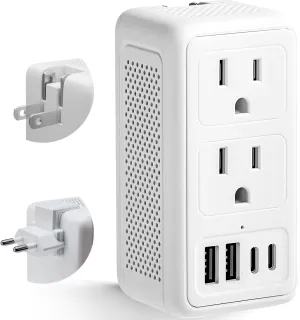 Mapambo European Travel Plug Adapter, International Power for US to Europe Power Adapter with 2 USB A 2USB C Ports Type C Plug Adapter for Europe EU Italy Spain France Iceland (Type A&C)