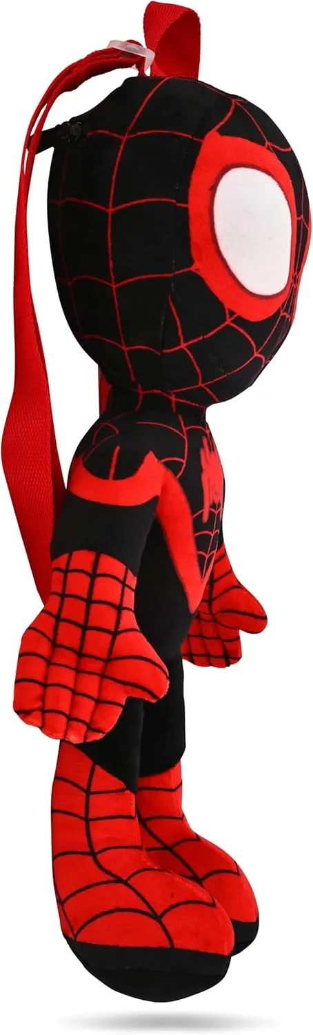 Marvel Spidey and his Amazing Friends Boys' Kids Plush Toy Backpack - 18 Inch, Adjustable Straps, Zipper Closure (Spin)