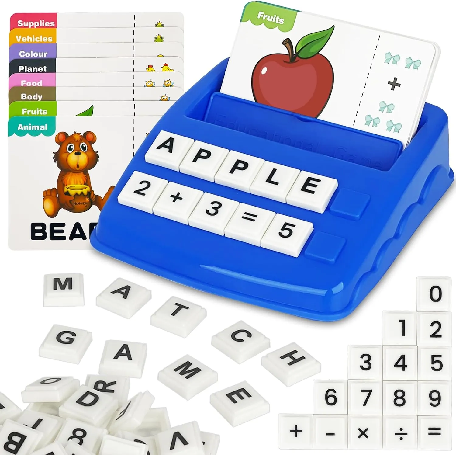 Matching Letter Game, Alphabet Spelling Games for Kids Ages 3-5, 2 in 1 Math Number Words Puzzle Montessori Tool Early Learning Educational Gift Toys for 3 4 5 6 7 Year Old Kids