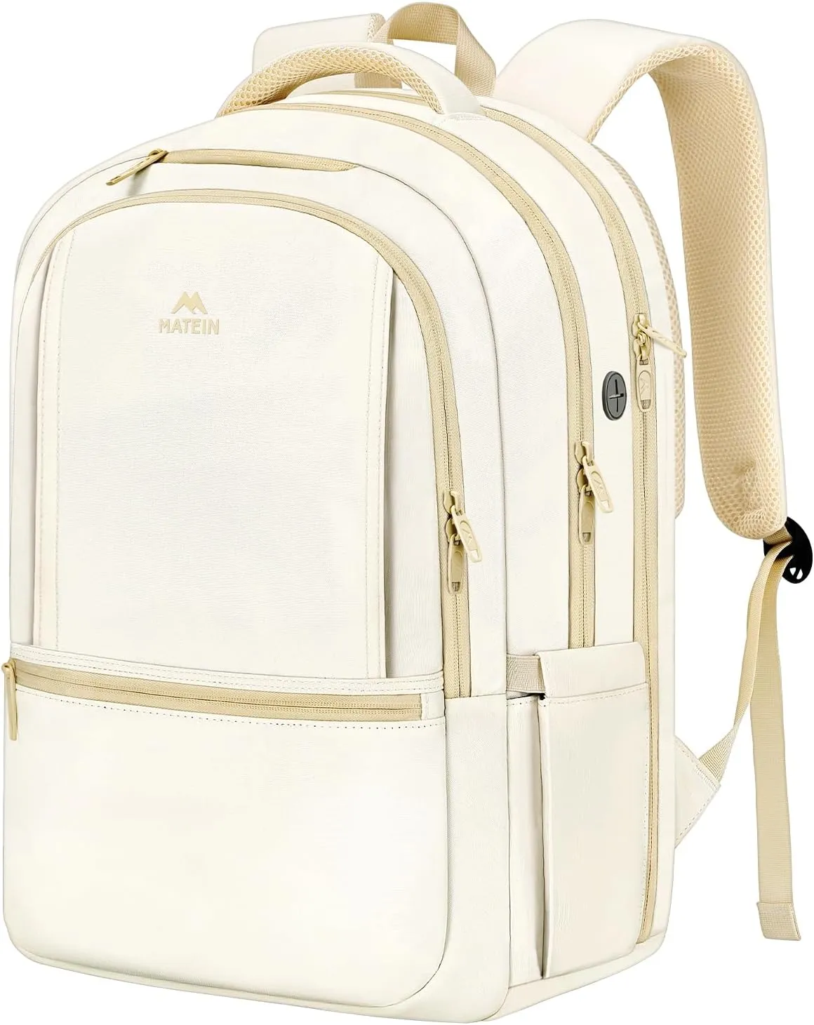 MATEIN Cute Backpacks for Teen Girls, Beige Backpack for School, Water Resistant TSA Approved Travel Bookbag for Women, 17 Inch Laptop Backpack for College Students Teachers, Graduation Gifts for Her