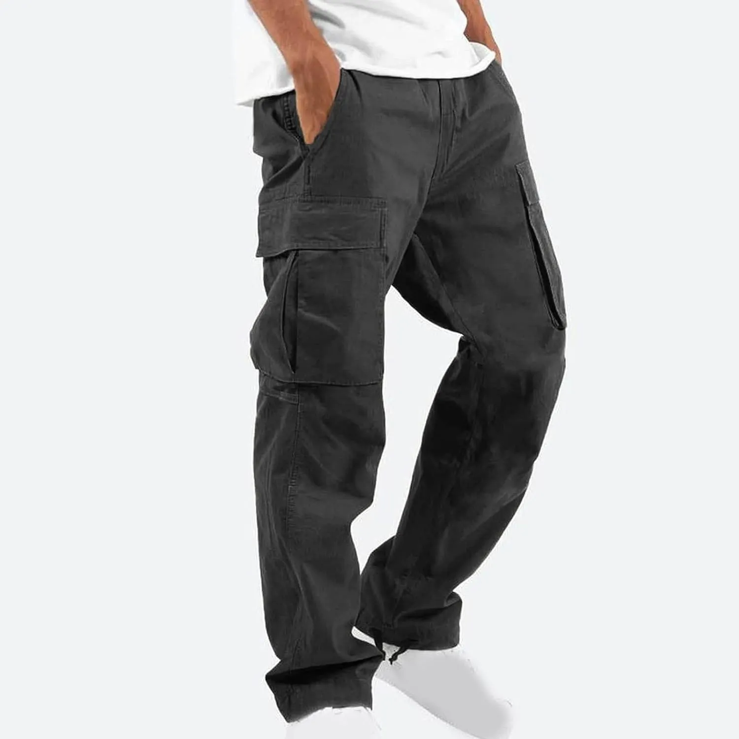 Mens Cargo Pants Ripstop Utility Straight Leg Joggers Pants Relaxed Fit Outdoor Trousers with Multi Pockets