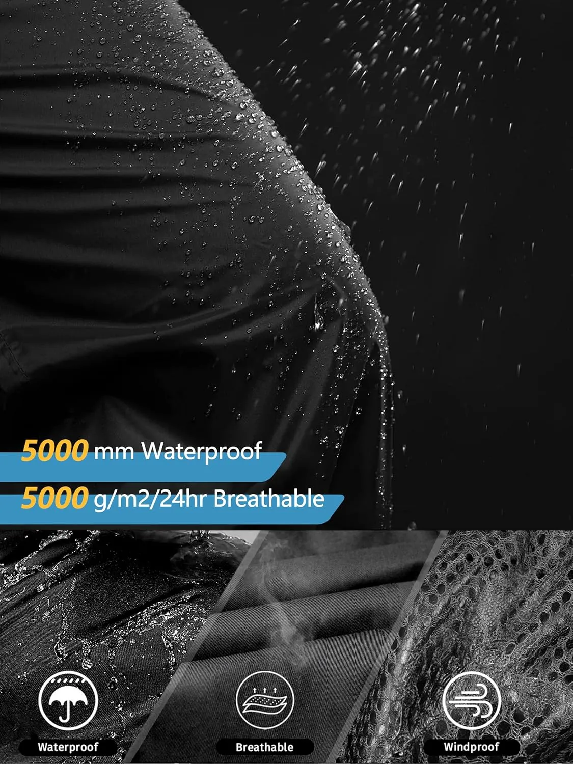 Men's Rain Pants, Waterproof Lightweight Outdoor Trousers for Hiking Fishing Windproof Rain Over Pants