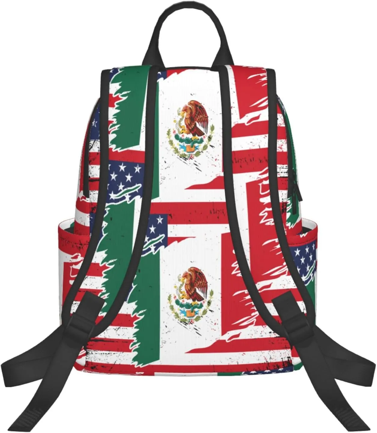Mexican American Flag Casual Laptop Backpack Travel Rucksack Sports Daypack Adjustable Strap Bags with Multi-Pockets for Working Running Camping