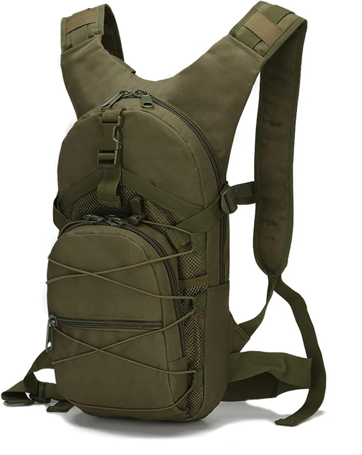 Military Molle Travel Backpack,Outdoor Travel 15L Waterproof Oxford MOLLE Army Backpack, Breathable daypack Bag for Climbing Trekking Hiking Sports,Army green