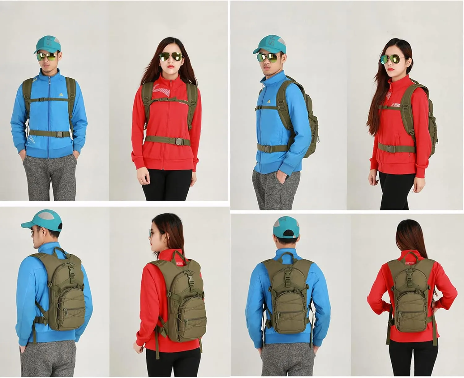 Military Molle Travel Backpack,Outdoor Travel 15L Waterproof Oxford MOLLE Army Backpack, Breathable daypack Bag for Climbing Trekking Hiking Sports,Army green