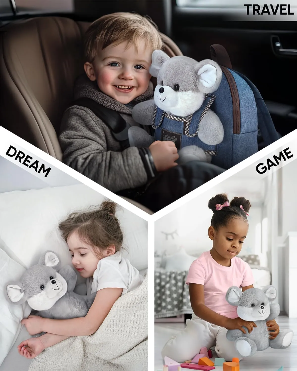 Mouse Backpack, Mouse Toys for Kids 3-5, Toddler Stuffed Animal Gifts for 2 3 4 5 Year Old Girl Boy