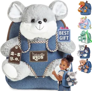 Mouse Backpack, Mouse Toys for Kids 3-5, Toddler Stuffed Animal Gifts for 2 3 4 5 Year Old Girl Boy