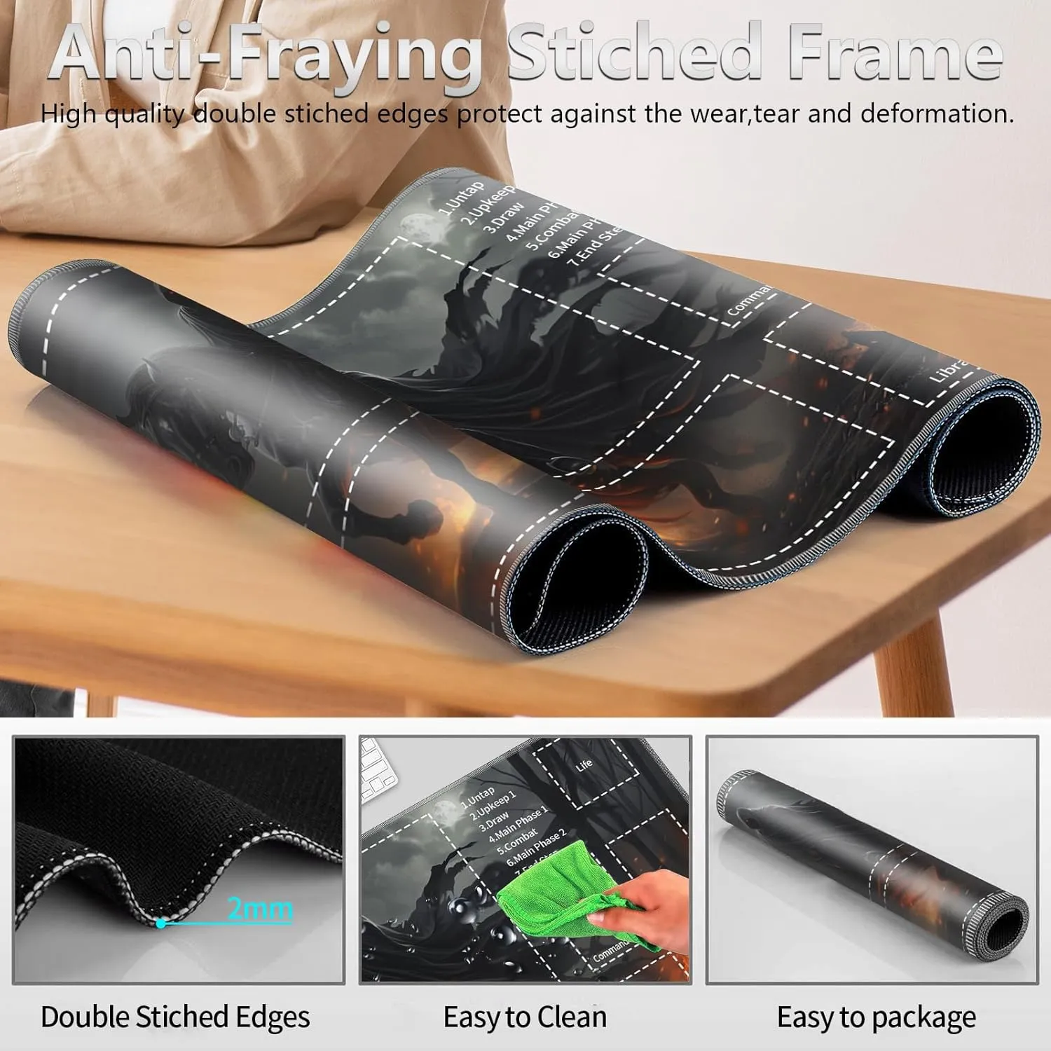 MTG Playmat with Card Storage Bag,Smooth Surface Non-Slip Rubber Base 24x14in,for Magic The Gathering and TCG Games,Perfect for Card Game Lovers,Person Riding Horse