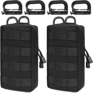 MUCHER 2 Pack Molle Pouches Tactical Pouches EDC Pouch Organizer Molle Bag Utility Pouch with 4 Carabiners for Outdoor Hiking Hunting Camping Training