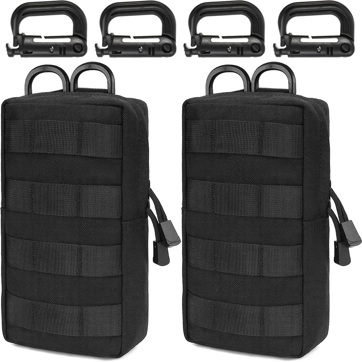 MUCHER 2 Pack Molle Pouches Tactical Pouches EDC Pouch Organizer Molle Bag Utility Pouch with 4 Carabiners for Outdoor Hiking Hunting Camping Training