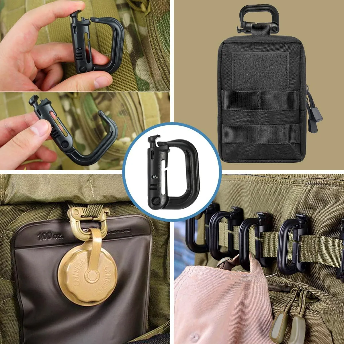 MUCHER 2 Pack Molle Pouches Tactical Pouches EDC Pouch Organizer Molle Bag Utility Pouch with 4 Carabiners for Outdoor Hiking Hunting Camping Training