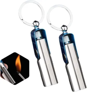 Multi-Function Stainless Steel Lighter Keychain - Wind/Waterproof 10,000-Strike Fire Starter, Compact Durable Outdoor
