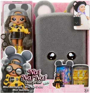 Na Na Na Surprise Mini Backpack Series 2 Marisa Mouse Fashion Doll, Fuzzy Gray Mouse Backpack, Gift for Kids, Ages 4 5 6 7 8  Years