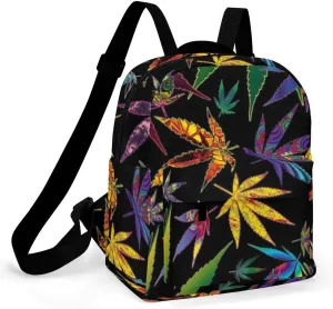New Type of Weed Leaf Printing Casual Women's Backpack, Lightweight, Waterproof, Versatile Daily Bag