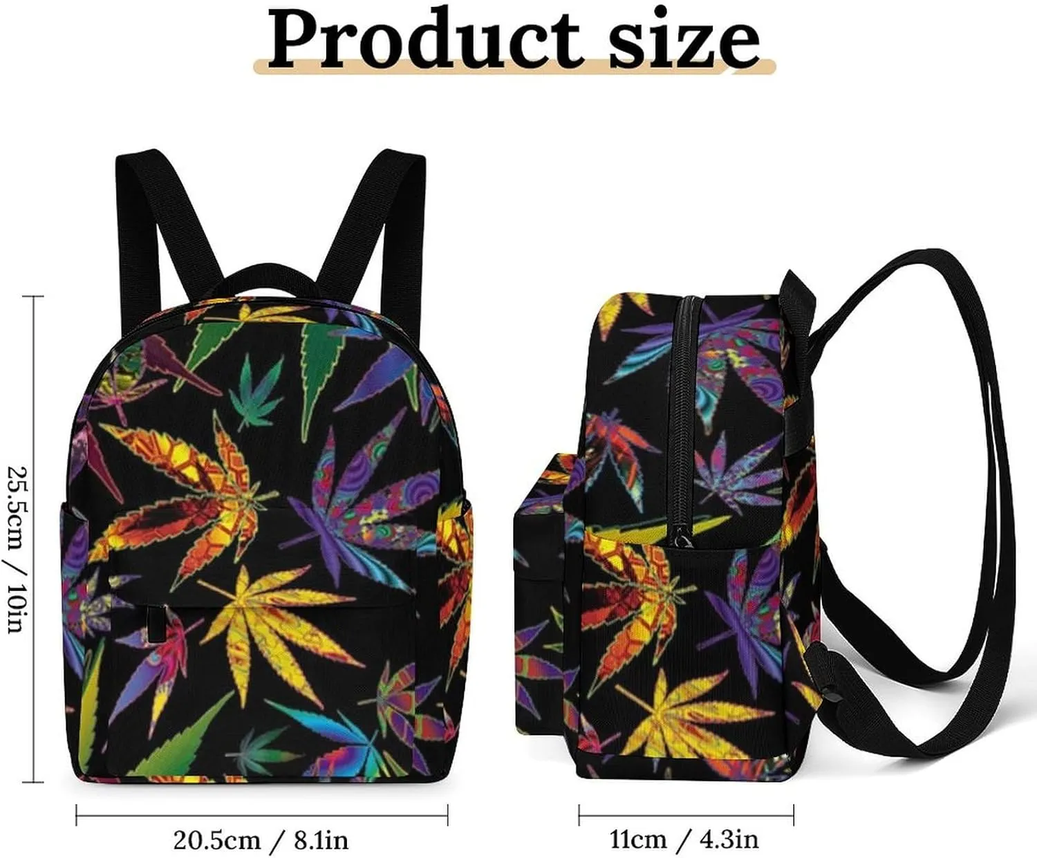 New Type of Weed Leaf Printing Casual Women's Backpack, Lightweight, Waterproof, Versatile Daily Bag