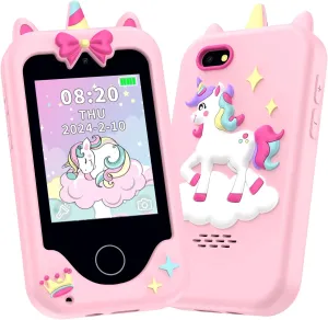 Nikuku Kids Smart Phone for Girls, Toddler Christmas Birthday Gifts for 3-8 Year Old, Childrens Pretend Cell Phones with Puzzle Games, 2.8" Touchscreen Learning Play Toy with Dual Camera(Pink)