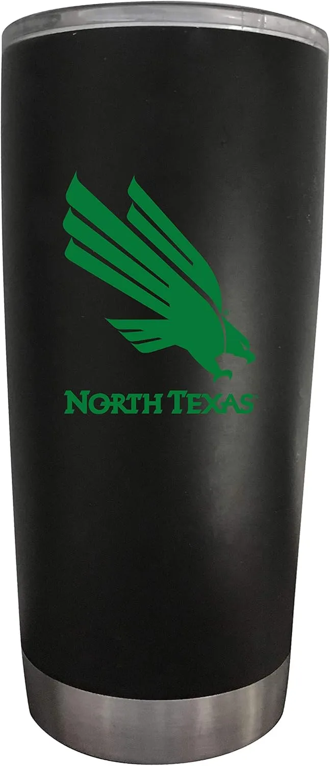 North Texas 16 oz Black Insulated Stainless Steel Tumbler Glossy brushed finish Officially Licensed Collegiate Product