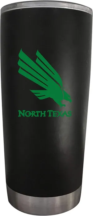North Texas 16 oz Black Insulated Stainless Steel Tumbler Glossy brushed finish Officially Licensed Collegiate Product