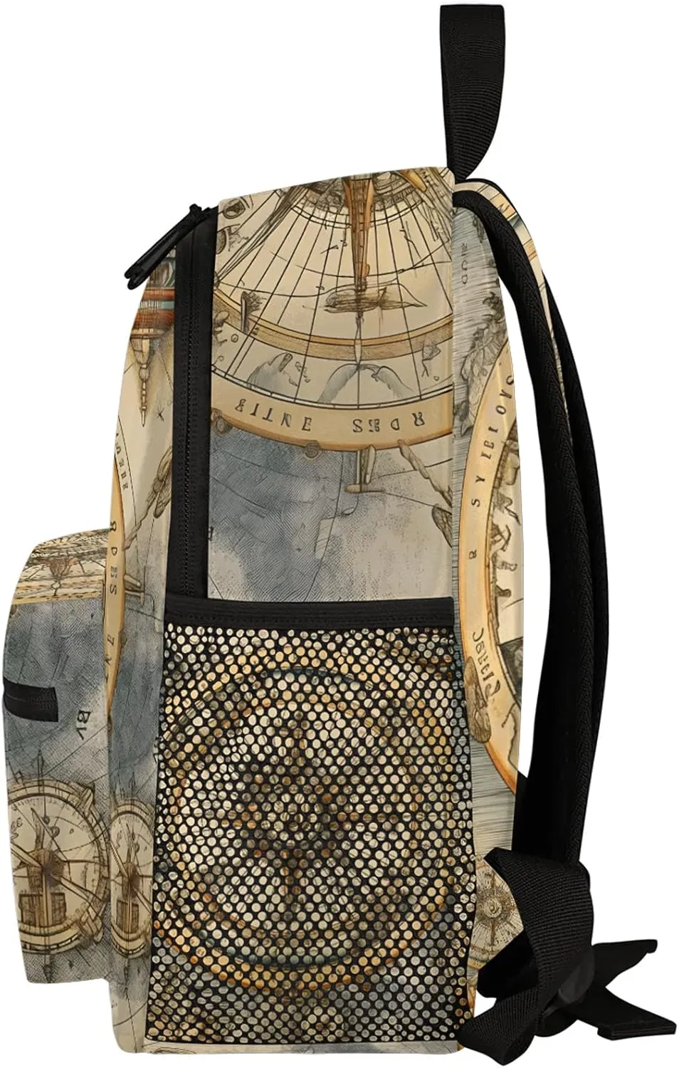 Ocean Compass Personalized Name Mini Backpack Waterproof Custom Casual Travel Small Backpacks with Zipper,12 Inch