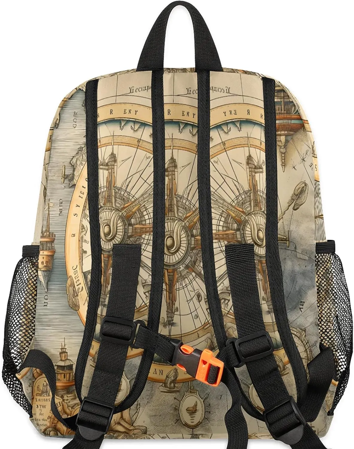 Ocean Compass Personalized Name Mini Backpack Waterproof Custom Casual Travel Small Backpacks with Zipper,12 Inch