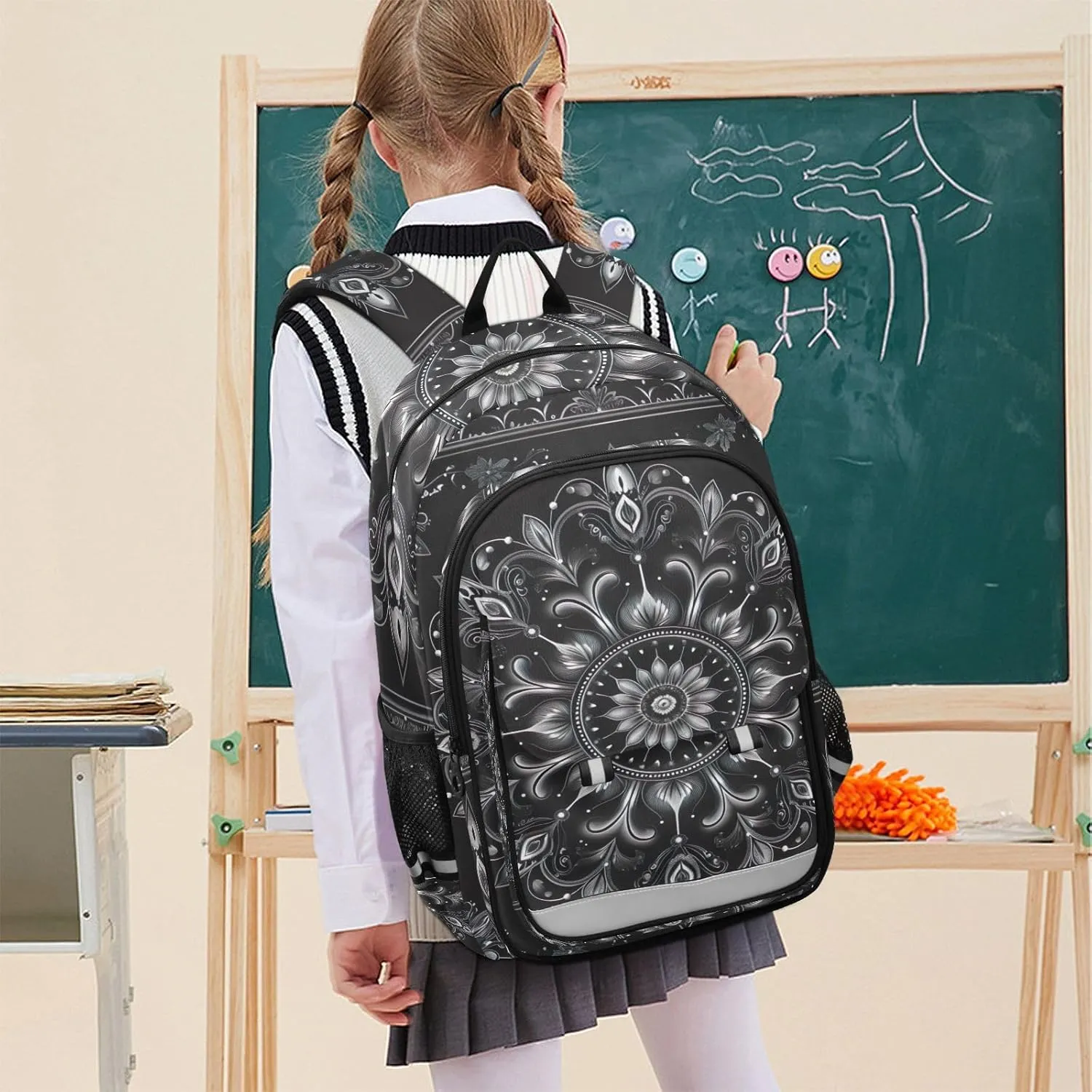 ODAWA Dark Floral Design Backpacks for Students Computer Bag Backpacks for Teens