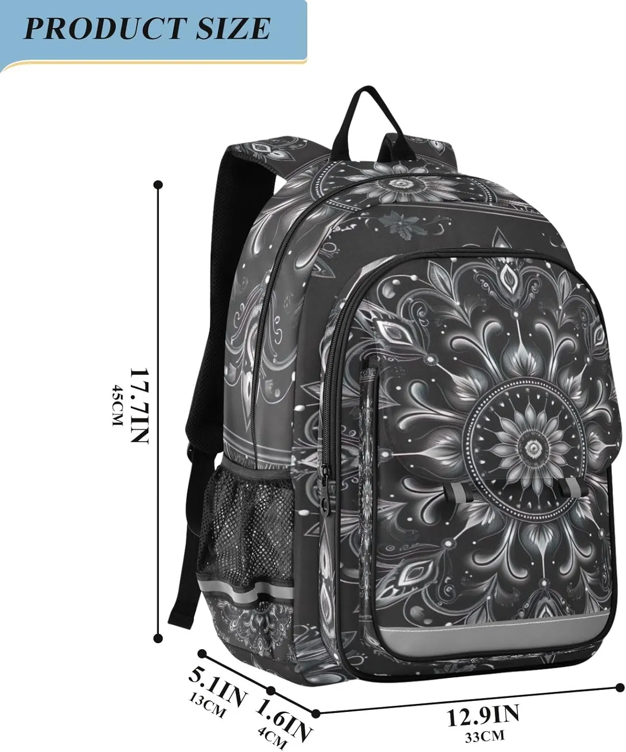 ODAWA Dark Floral Design Backpacks for Students Computer Bag Backpacks for Teens