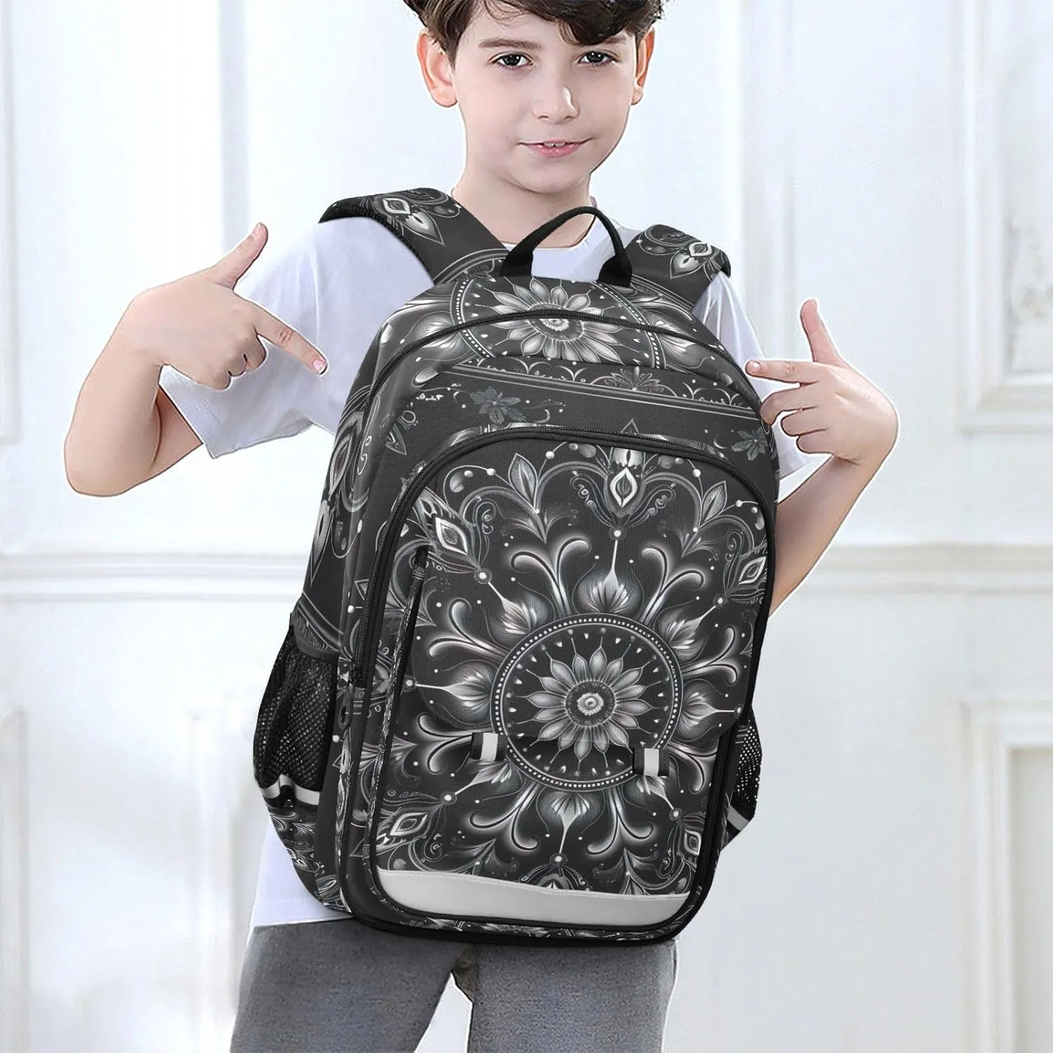ODAWA Dark Floral Design Backpacks for Students Computer Bag Backpacks for Teens