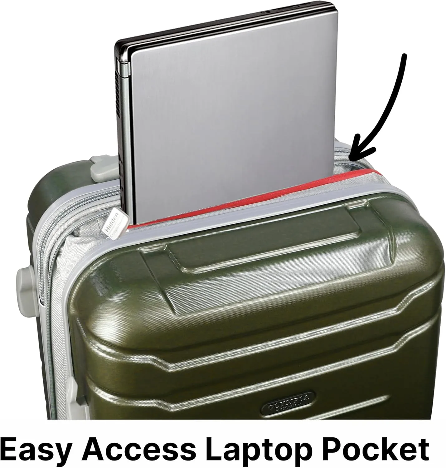 Olympia U.S.A. Denmark 3-Piece Luggage Set (22”, 26”, 30") - Lightweight Hardside Suitcases, Expandable 30%, 8 Jumbo Spinner Wheels, Utility Hook & Hidden Laptop Compartment (Olive)