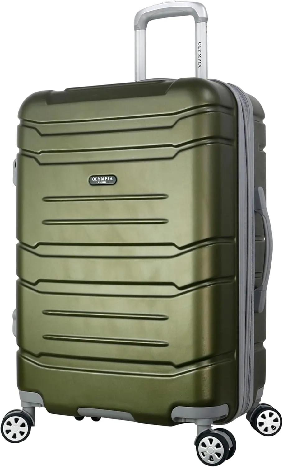 Olympia U.S.A. Denmark 3-Piece Luggage Set (22”, 26”, 30") - Lightweight Hardside Suitcases, Expandable 30%, 8 Jumbo Spinner Wheels, Utility Hook & Hidden Laptop Compartment (Olive)